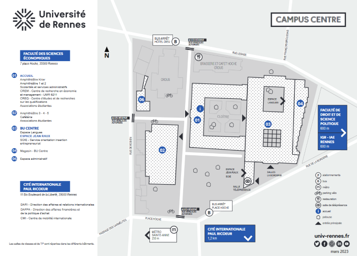 Plan du campus centre - université de Rennes